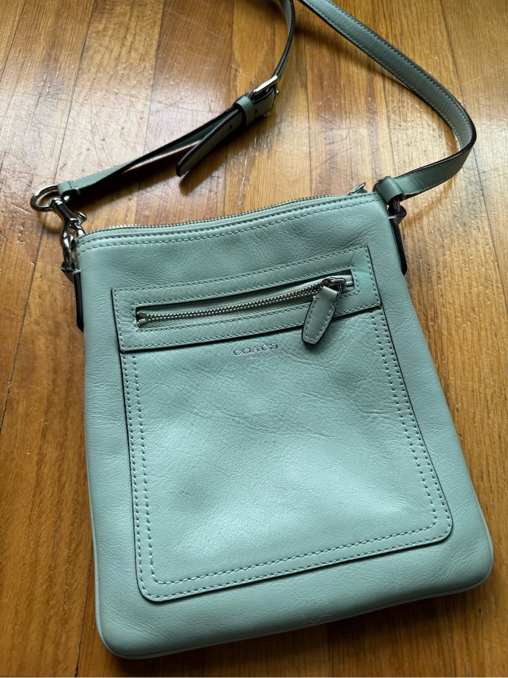 Coach Pebble Leather Crossbody in Mint